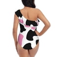 thumbnail image 5 of Rateoe Cow Spots Pattern Women One Piece Swimsuits Tummy Control One Shoulder Bathing Suits Ruffle Swimwear-X-Large, 5 of 6