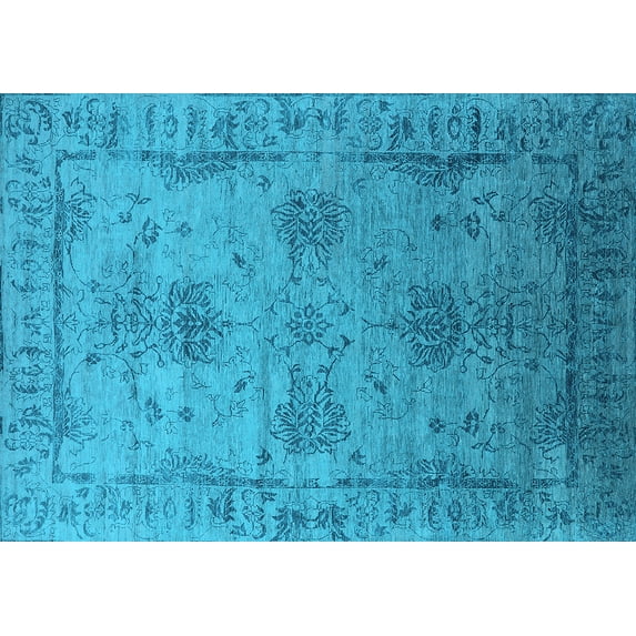 Ahgly Company Indoor Rectangle Oriental Light Blue Industrial Area Rugs, 6' x 9'