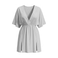 thumbnail image 7 of Swimsuit Cover Ups Dress for Women Chiffion Summer Beach Cover Up Sheer V-Neck Bikini Coverup White XL(XL), 7 of 7