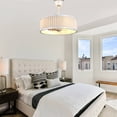 thumbnail image 5 of Cusp Barn 20" Vintage White Farmhouse Drum Caged Ceiling Fan with Lights, 6 Speeds DC Motor Bladeless Fandelier Ceiling Fan with Remote, 5 of 14