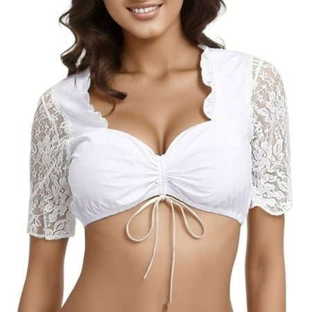 2 Pack Blouse For Oktoberfest Blouse Lingerie Chemise for Women Black Women s Dirndl Blouse Rhinestone Stockings for Women Lingerie Lace Dirndl Elegant Womens Bodysuit Lingerie Pin up Lingerie Pa