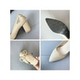 thumbnail image 6 of SIMANLAN Women Office Pumps Round Toe Slip-on Block Heel Dress Shoes Beige 5, 6 of 6