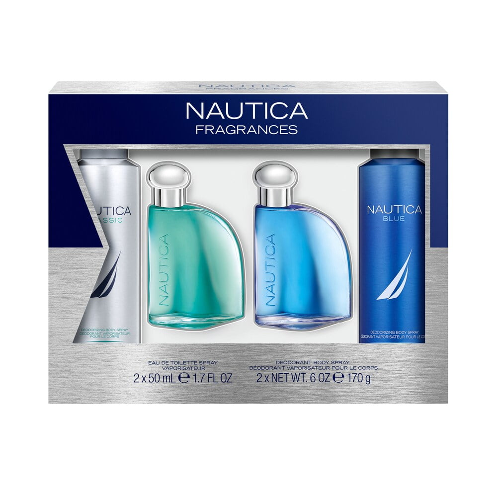 Nautica Cologne Fragrances Classic and Blue Men's Omni 4Piece Cologne Gift Set Collection Eau
