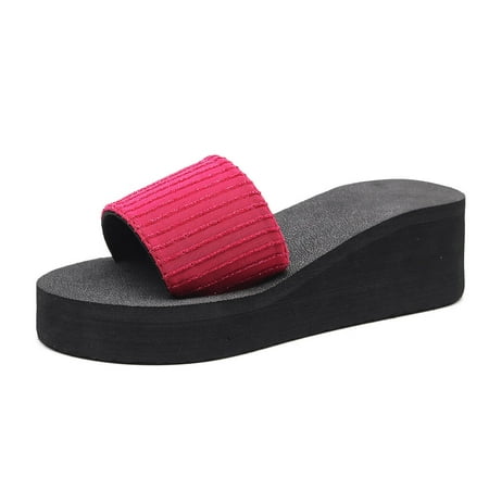 

GNEIKDEING Women Summer Bohemian Open Toe Non-Slip Wedge Slippers Sequin Beach Shoe Gift on Clearance
