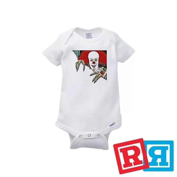 Bella Canvas IT Pennywise Clown Gerber Baby Onesie® Cotton Unisex White Short Sleeve Bodysuit