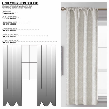 MAINSTAYS JACQUARD BLACKOUT PANEL PAIR, SET OF 2 CURTAINS, GREY LATTICE, 37″ W X 63″ L