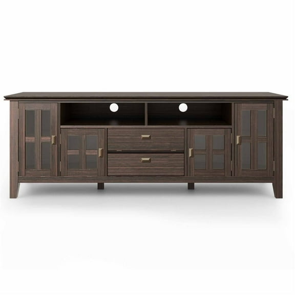 Artisan 72 inch Wide Solid Wood TV Stand in Farmhouse Brown For TVs up to 80 inches