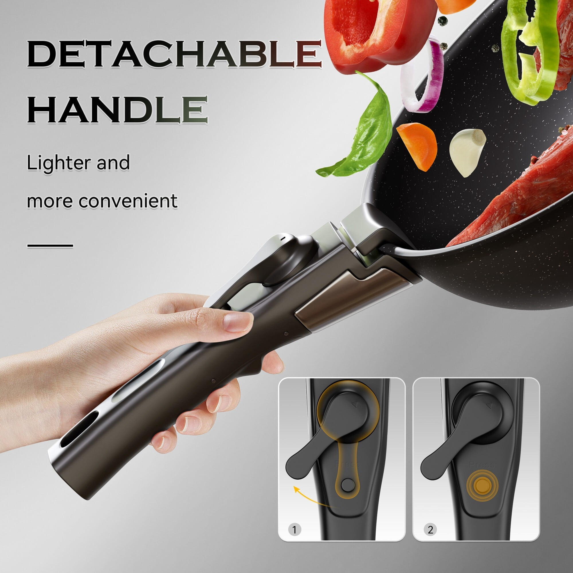 Fenbeli 18 Pcs Pots and Pans Set Nonstick,Ceramic Cookware Set with Pots Protectors and Cooking Utensils,Black