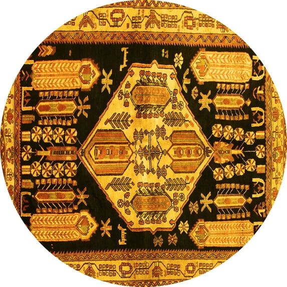 Ahgly Company Indoor Round Persian Yellow Traditional Area Rugs, 3' Round