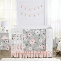 Sweet Jojo Designs Watercolor Floral Grey Girl Crib Bedding   BreathableBaby Breathable Mesh Liner