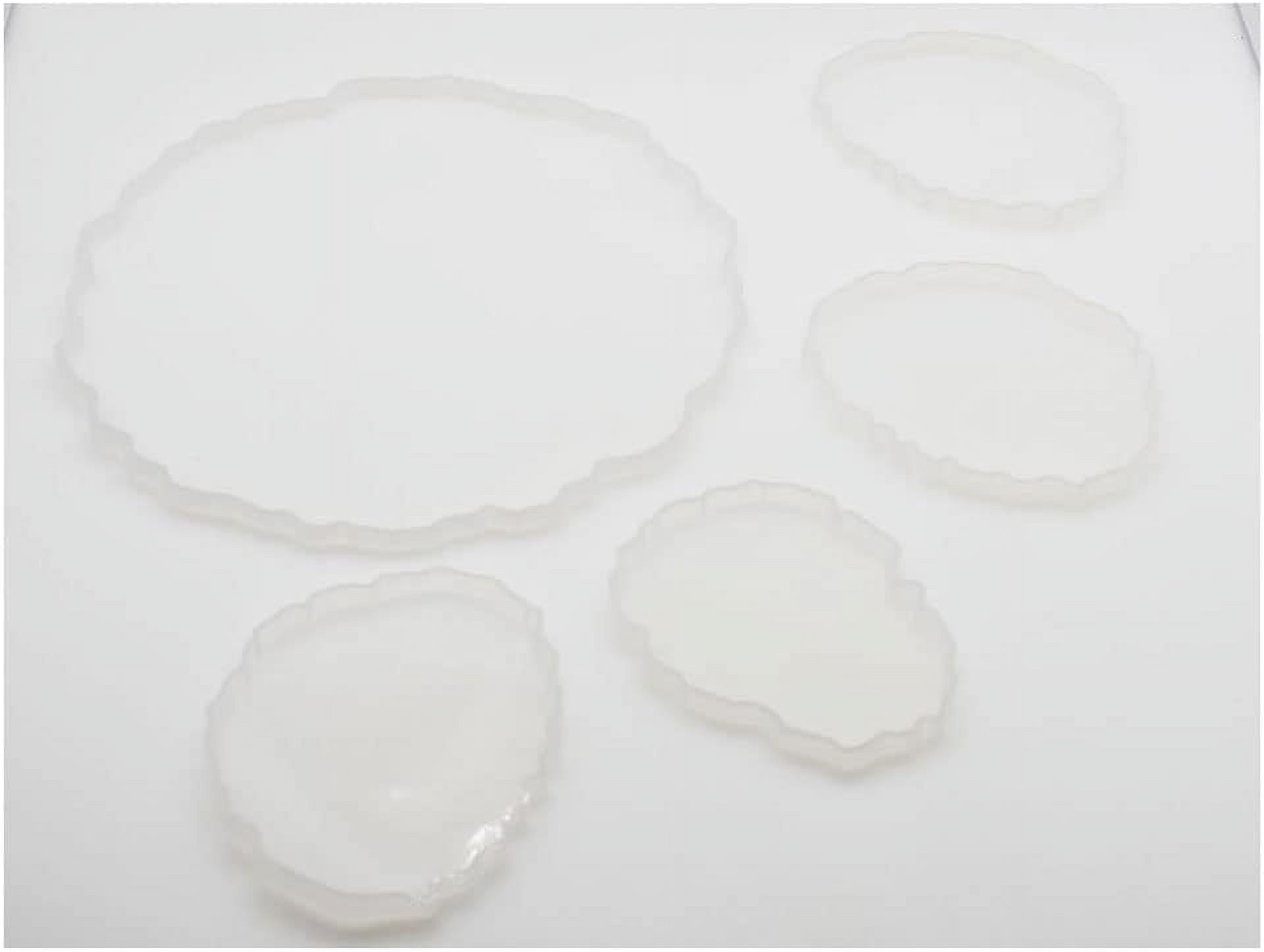 BLESSI 5 Pack Geode Agate Coaster Molds Geode Tray Molds Tray and Coaster Geode Epoxy Silicone Resin Molds Molds 4 Small with 1 Big