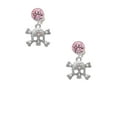 thumbnail image 2 of Delight Jewelry Silvertone Skull with 3 AB Crystals Pink Crystal Clip on Earrings, 2 of 5