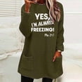 thumbnail image 2 of Sexlip Womens Hooded Sweatshirt Freelancing Slogan Print Design Pocket Soft Fabric Relaxed Silhouette for Daily Wear Green XL, 2 of 4