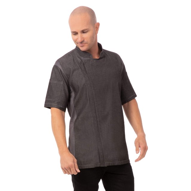 Chef Works Men's Delancey Chef Coat, Black, Medium