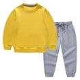 thumbnail image 2 of Hrsba Toddler Winter Casual Two-piece Outfit Sets， Boys and Girls' Two-piece Set Fashionable Casual Long Sleeve Top and Sweatpants Solid Color for Ages 12 Months-11 Years, 2 of 5