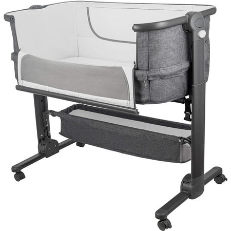 Baby Bassinet  Bedside Sleeper for Baby  Easy Folding Portable Crib with Storage Basket for Newborn  Bedside Bassinet  Comfy Mattress/Travel Bag Included