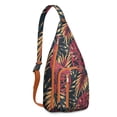 thumbnail image 1 of Hawaiian Print Sling Backpack - Colorful Monstera & Palm Leaf Design Crossbody Bag, Fashionable Multi-Functional Pack, 1 of 4