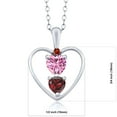 thumbnail image 2 of Gem Stone King 925 Sterling Silver Pink Moissanite Pendant Necklace for Women (0.84 Cttw, Gemstone Birthstone, Heart 5MM and 4MM, with 18 inch Silver Chain), 2 of 3