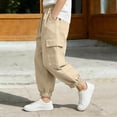 thumbnail image 5 of Fancifize Cotton Linen Cargo Pants for Boys Summer Loose Elastic Waist Harem Pants Kids Casual Trousers 7-16 Years, 5 of 6