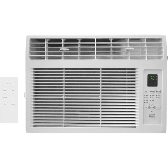 Bonnlo 6000BTU Window Air Conditioner with Remote and 24H Timer, Window AC Unit with ECO Mode and 4 Fan Speed, Cools up to 250 Sq. Ft., Easy Installation for Home Bedroom Apartment Office 115V