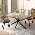 thumbnail image 6 of 55" Rectangular Dining Table, Modern Retro Expandable Kitchen Table with Black Center Plate and Metal Base, Wood Control Desk for Living Room, Dining Room, Kitchen, Grey, 6 of 9