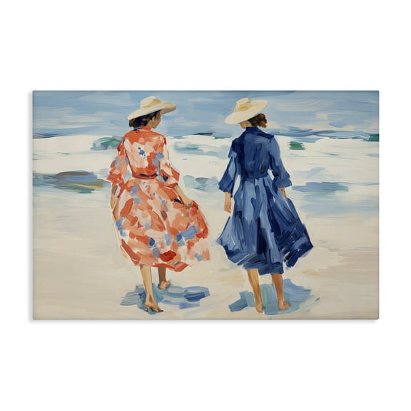 Stupell Industries Classy Beach Ladies People Painting Wrapped Canvas Art Print Wall Art, 24 x 16