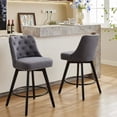 thumbnail image 2 of Bar Stools Set de 2 Moderno Swivel Counter Altura Backed Madera Legs Unholstered para Kitchen Island 26-Inch Seat Altura Linen Gris, 2 of 7