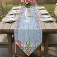thumbnail image 6 of Easter Bunny Gnomes Table Runner Linen Burlap Table Runner 90 Inches Long Spring Easter Eggs Floral Blue Wood Dresser Scarves for Kitchen Island Coffee Dining Party Wedding Holiday Decor 13"x90", 6 of 8
