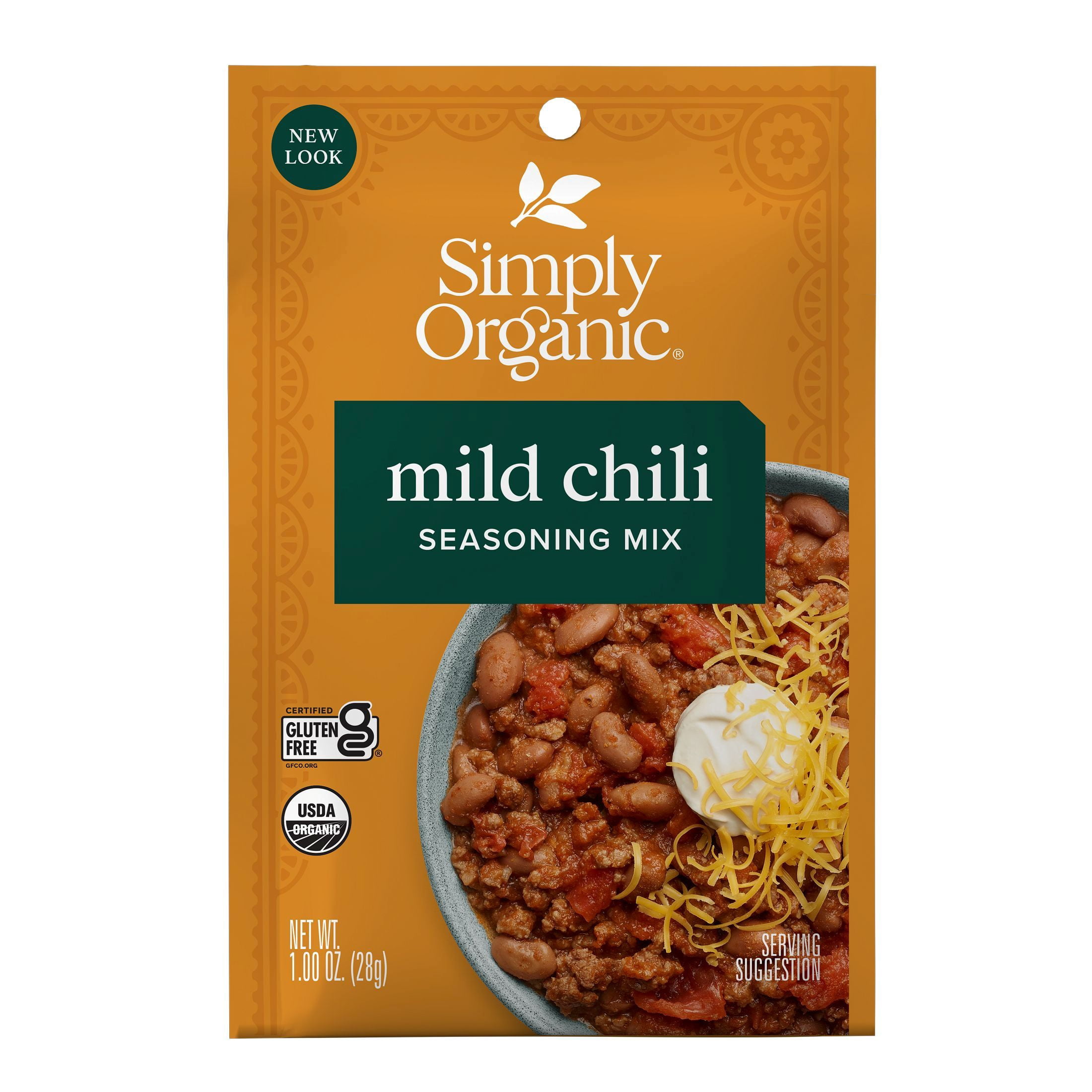 (12 pack) Simply Organic Mild Chili Seasoning Mix, 1 oz Packet
