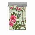 thumbnail image 2 of Ambesonne Colorful Fitted Sheet & Pillow Sham Set, Shabby Plant Roses Leaf, Twin, Multicolor, 2 of 3