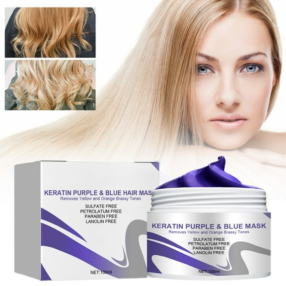 Keratin Purple Hair Conditioner - Violet Blue Protein Deep Conditioner Toner, Blonde Platinum Silver Gray Ash or Brown Hair, Nourishing, Anti-Frizz, Hair Repair, Holiday, Christmas, Adults