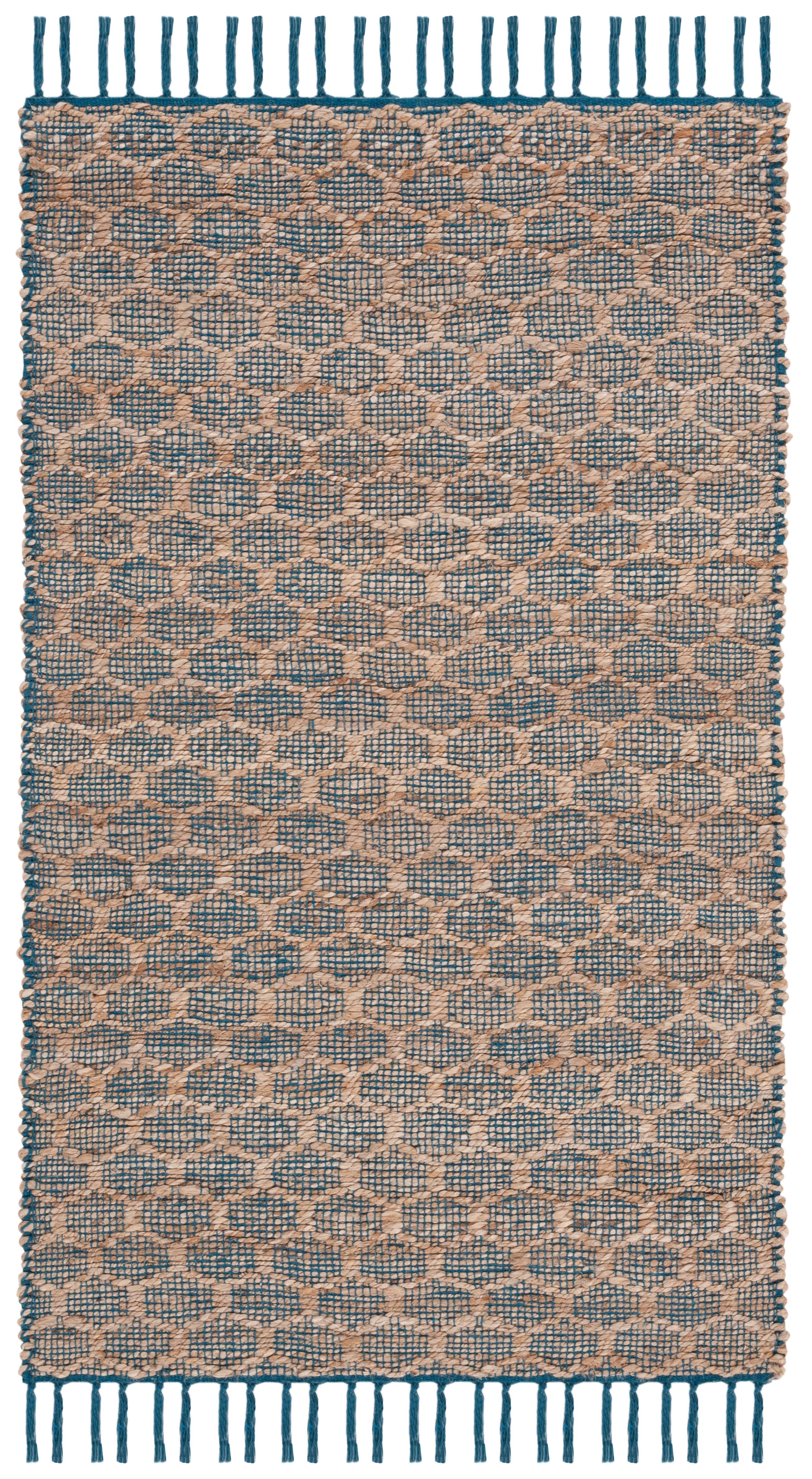 SAFAVIEH Cape Cod Fallon Geometric Area Rug, Navy/Natural, 4' x 6'