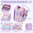 thumbnail image 4 of Soda Candy Girls Backpack Ideal Elementary Middle School Backpacks for Kids Cute Kawaii Large Capacity Bookbag with Reflective Strip, Purple, 4 of 9