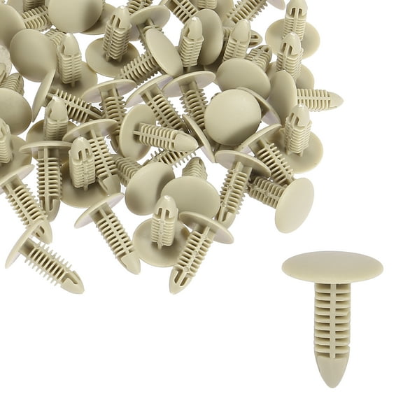 60pcs 6mm Plastic Rivets Fasteners Door Ceiling Clips Beige for Car