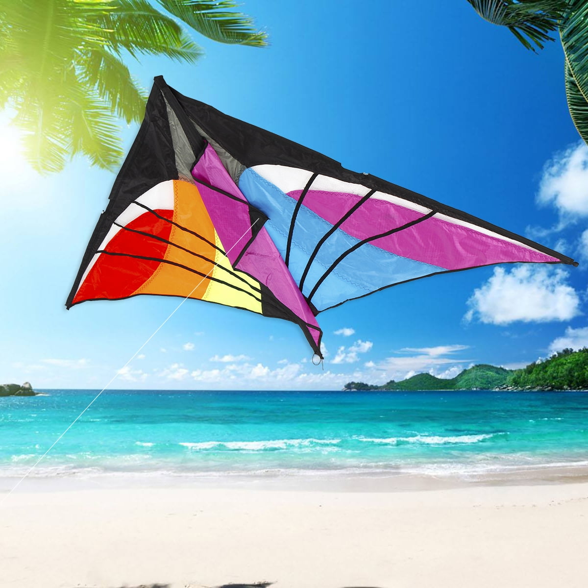5.2ft Multicolor Triangle Kites Flying Kite Outdoor Sport Children Kids