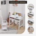 thumbnail image 4 of EastVita Kids Study Desk and Chair Set Compact Wooden Study Table with Adjustable Chair 2 Open Drawers Hutch Corkboard and Pen Holders for Homework and Art, 4 of 5