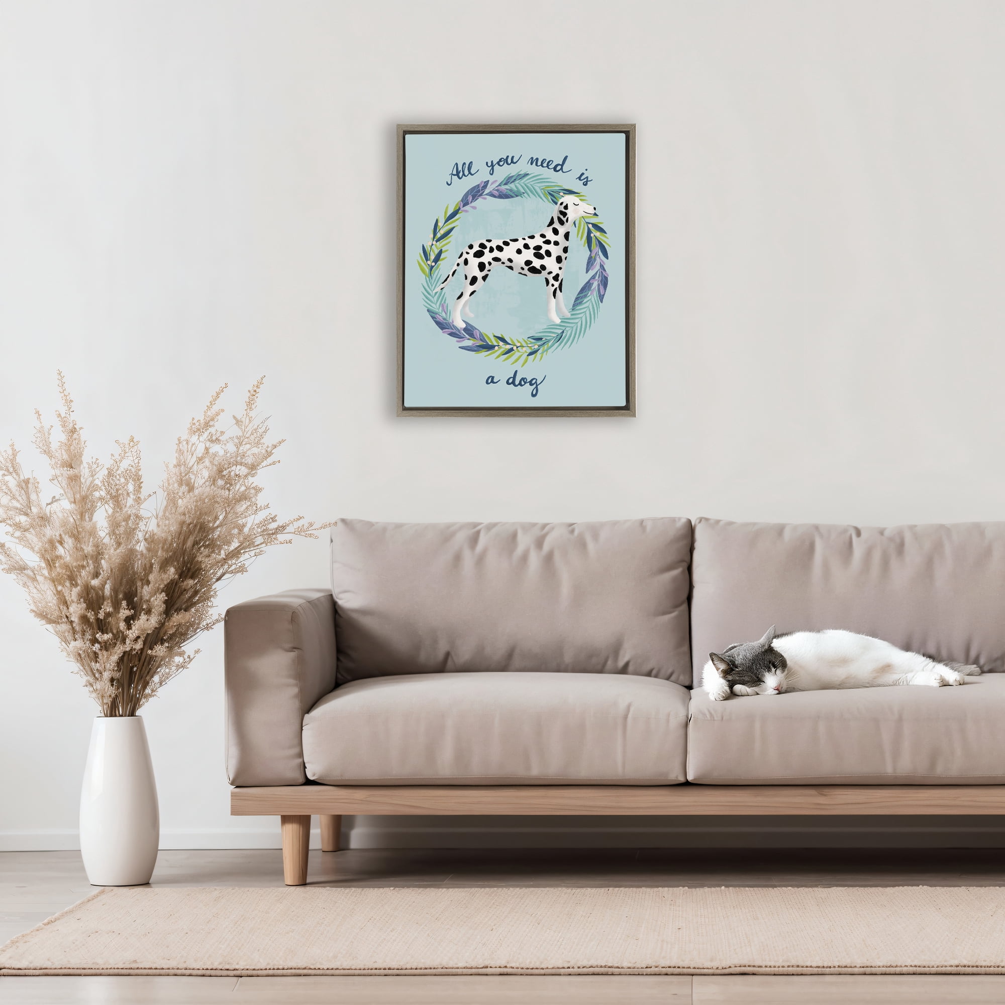 Stupell Industries All You Need Is A Dog Brown Framed Floater Canvas Wall Art, design by Metka Hiti