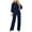 Blue, variant on Winter Fall Womens Jumpsuits Romper Casual Long Sleeve Playsuit Clubwear Straight Leg With Belt Overalls