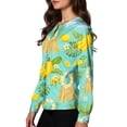 thumbnail image 3 of Scrub Jackets for Woman Long Sleeve Snap Front Lightweight Medical Uniforms Funny Hawaiian Tropic Scrub Tops Soft Breathable Scrub Coats for Women Cyan L, 3 of 5