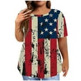 thumbnail image 2 of Fiudx Ofertas de La Semana Día de La Independencia Moda Mujeres Manga Corta Floral Impreso Cuello Redondo Sobre Tamaño Tops Verano Camiseta Blusa, 2 of 6
