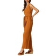 thumbnail image 4 of INSPIRE CHIC Wide Leg Jumpsuit for Women's V Neck Casual Sleeveless Romper S Orange, 4 of 6