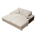thumbnail image 6 of BUIORD 79.5" Oversized Sectional Chaise Lounge, Upholstered Corduroy Sectional Couch with Side Storage Rack, Sleeper Lounge Chair for Living Room, Beige, 6 of 11