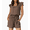 Coffee, variant on Rompers for Women Summer Casual Ruffle Sleeves Square Neck Drawstring Shorts Jumpsuit Beach Vacation
