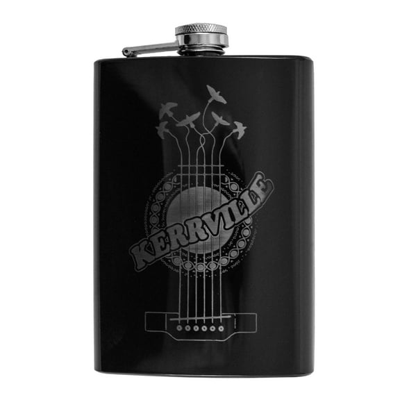 Hip Flask Plus Stainless Steel 8oz Black Flask - Kerrville