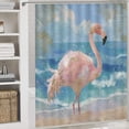 thumbnail image 5 of Shower Curtain 4 Piece Set Watercolor Illustration of An Elegant Flamingo with Rugs Toilet Lid Cover And Bath Mat Tropical Plant Bathroom Decor Sets for Bathroom Decor Set 72inch X 72inch, 5 of 8