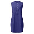 thumbnail image 4 of GaThRRgYP Women's Summer Floral Sleeveless Dress,Women Fashion Round-Neck Pockets Button Dress Solid Sleeveless Dress Navy S, 4 of 4