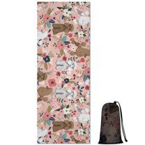 Poodle and Pioneer Flower Hot Yoga Mat Towel Non Slip for Hot Yoga - Quick-Drying Yoga Mat Cover with 4 Corner Pockets with Travel Bag - Hot Yoga Towel Non Slip Grip Moisture Wicking Sweat 70"x26"