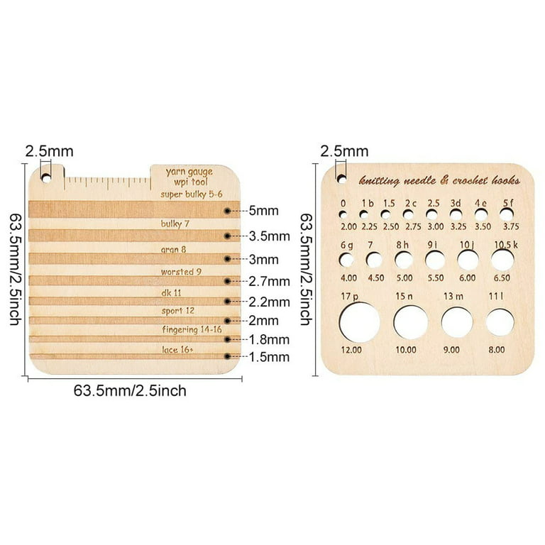 Ycolew 4Pcs Wood Knitting Gauge Rulers, 2 Style Square Knitting