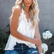 thumbnail image 2 of Lace Trim Spaghetti Strap Tank Top Lace Spaghetti Strap Sleeveless Shirt Women Slip Lace Trim Top Sleeveless V Neck Loose Fitting Base Camisole Breathable Machine Wash For Party ANGGREK M blanco, 2 of 6