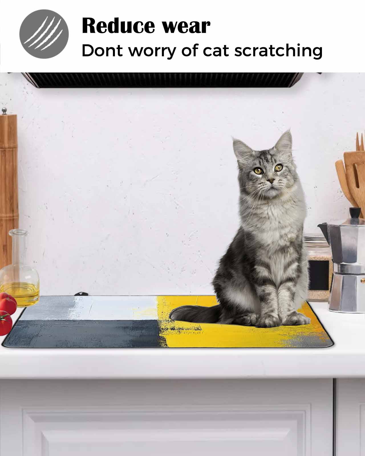 nqOlkjepod Large Induction Cooktop Protector Mat 28.5"x20.5", Yellow Grey Stove Top Covers for Electric Stove, Oil Painting Abstract Artwork Decorative Stove Burner Cover Mats, Glass Top Stove Cover
